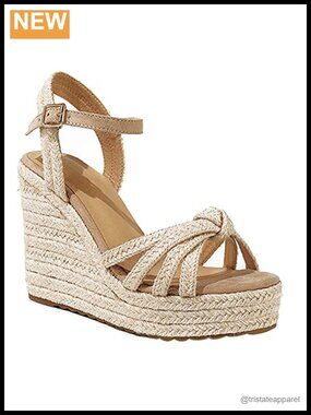 Women's Linen Straw Open Toe Platform Wedge Sandals Ankle Strap Espadrilles
